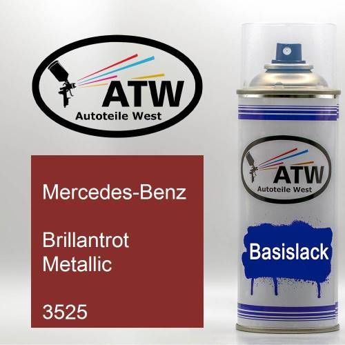 Mercedes-Benz, Brillantrot Metallic, 3525: 400ml Sprühdose, von ATW Autoteile West.